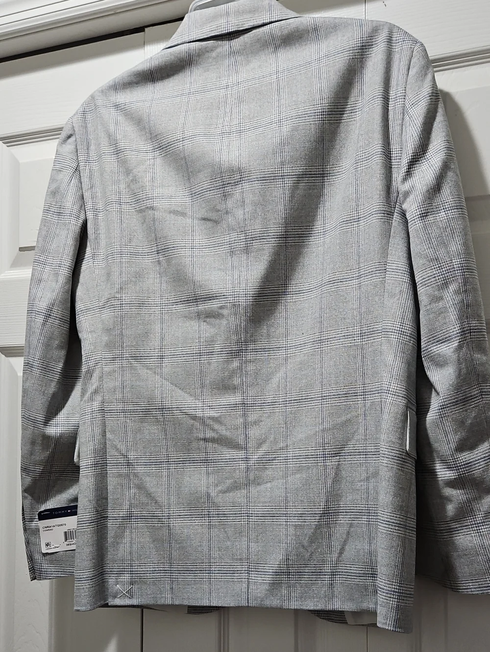 Tommy Hilfiger Men's Gray Plaid Modern Fit Sport Coat Suit Jacket Size 36Short